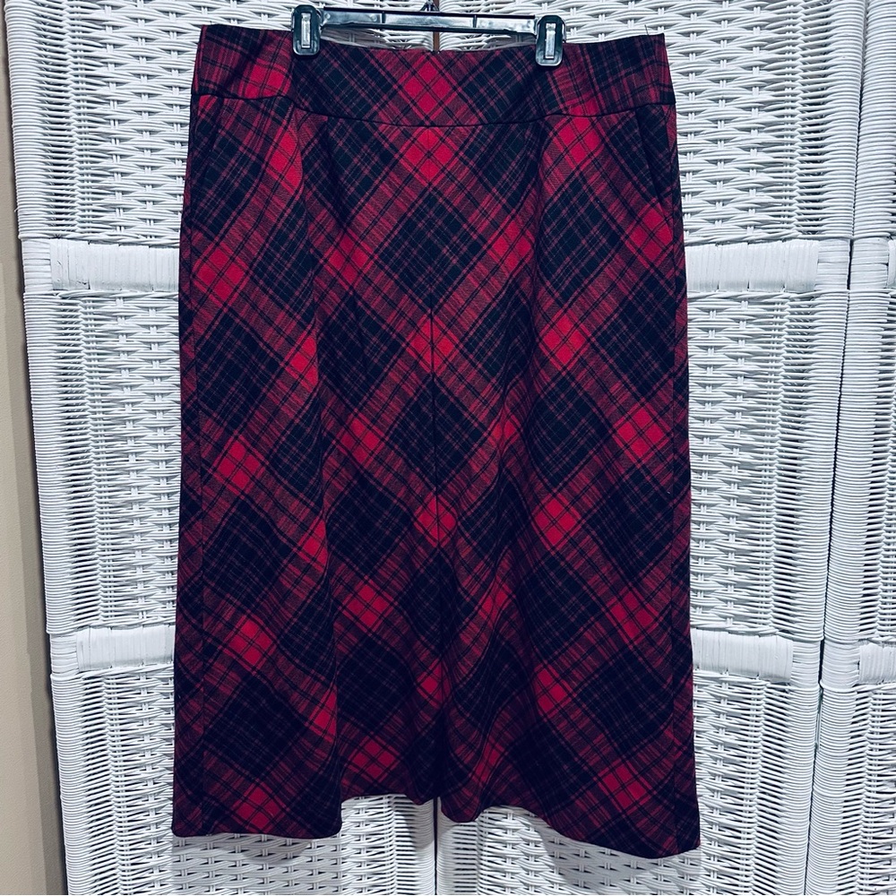 Talbots Red and Black Plaid Skirt 18W